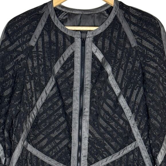 Beate Heymann Street Couture Black Sheer Mesh Jacket w/ Gray Trim Women’s Size 8 - Picture 5 of 9